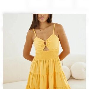 Sunny Yellow Spaghetti Strap Mini Dress